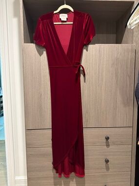 BHLDN Crimson Velvet Dress
